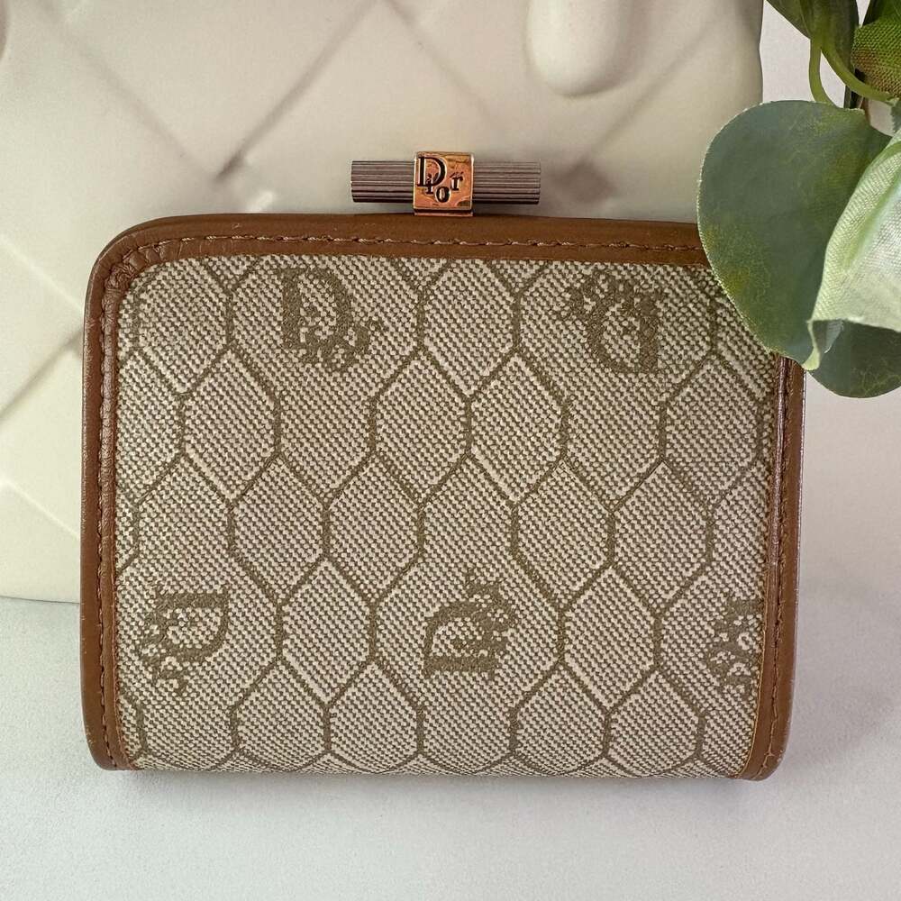 Christian Dior Vintage Honeycomb Monogram Frame Coin Purse - Picture 3 of 8